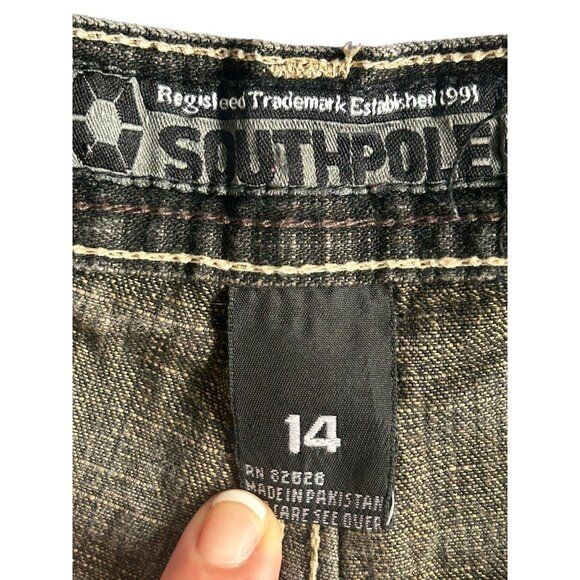 Southpole Jeans Boys Youth 14 Gray Straight Leg Dark Wash Denim  Baggy Y2K - Picture 4 of 11